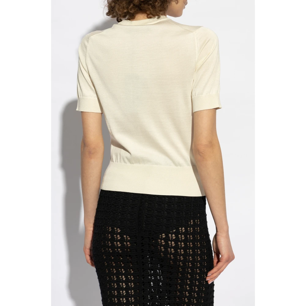 Dolce & Gabbana Zijden top met applicatie Beige Dames