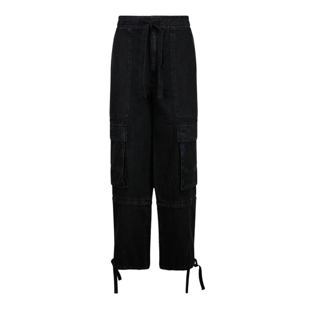 Isabel marant Zwarte Gewassen Broek met Klepzakken Black Dames