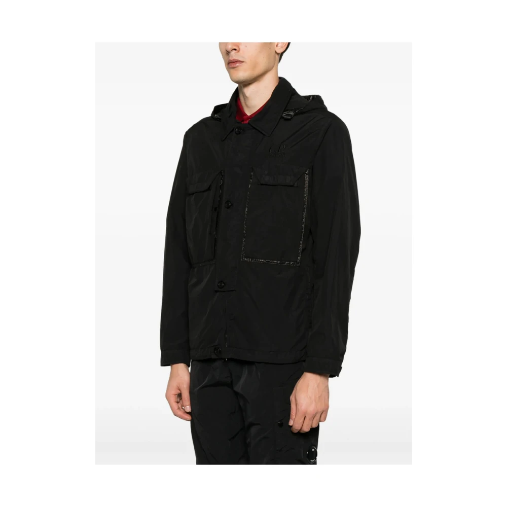 C.P. Company Zwarte hoodie met knoopsluiting vooraan Black Heren