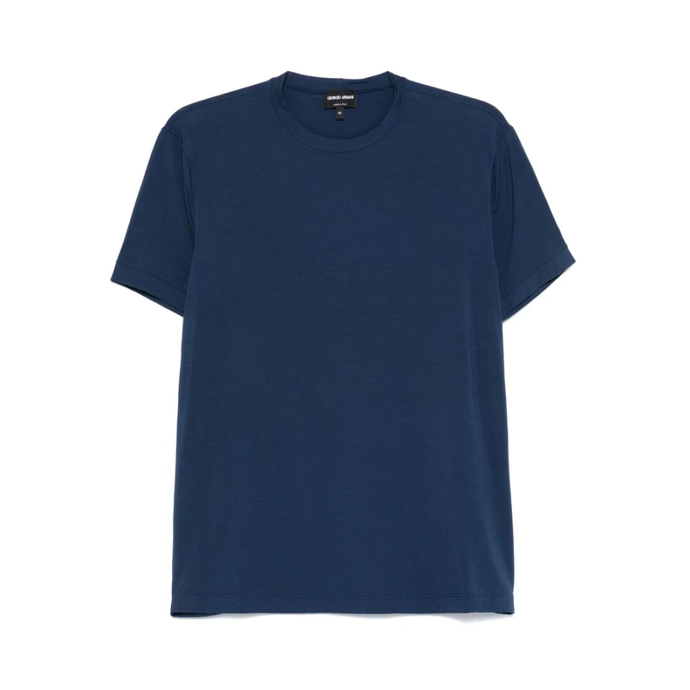 Giorgio Armani Navy Blue Crew Neck T-shirt Blue Heren