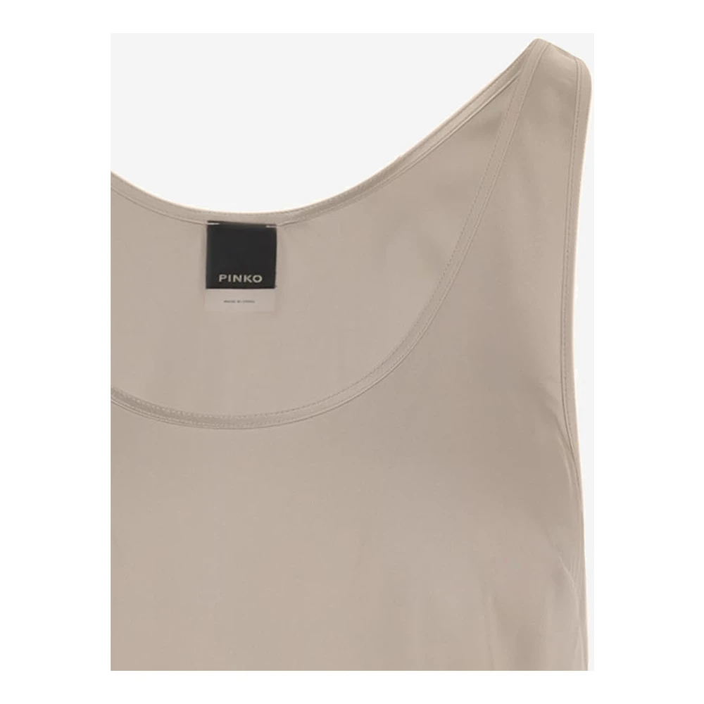 pinko Zijden Mouwloze Top Ronde Hals Ivoor Beige Dames
