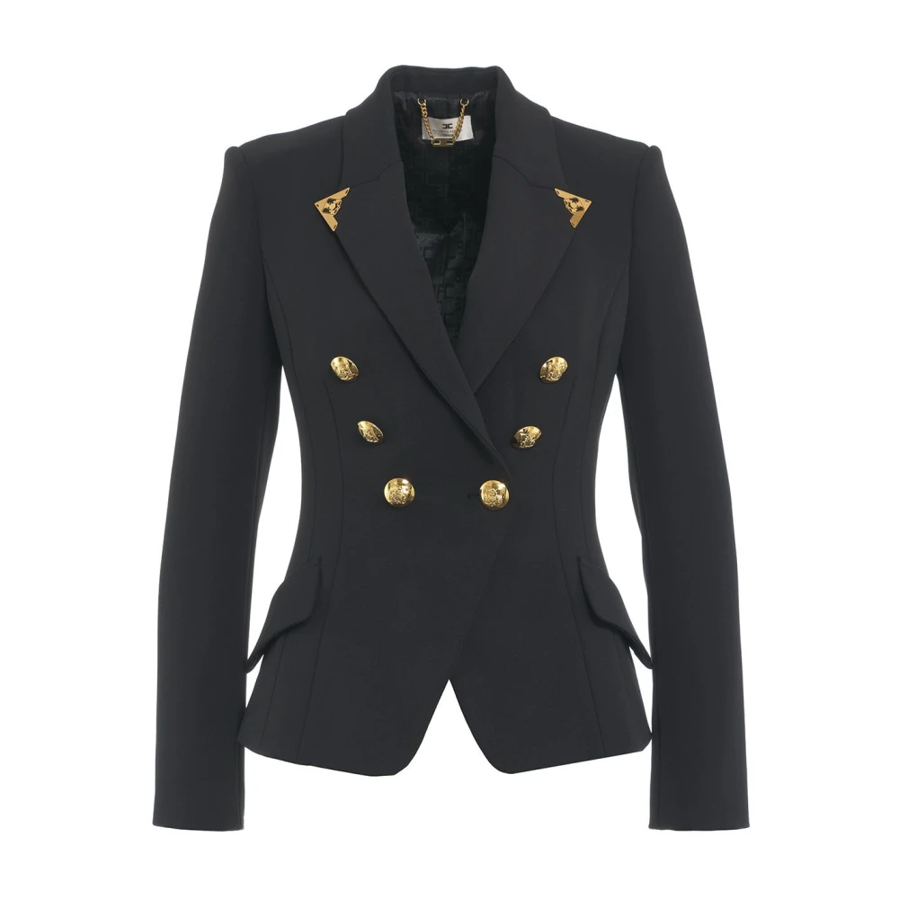 Elisabetta Franchi Zwarte Blazer Aw24 Dameskleding Black Dames