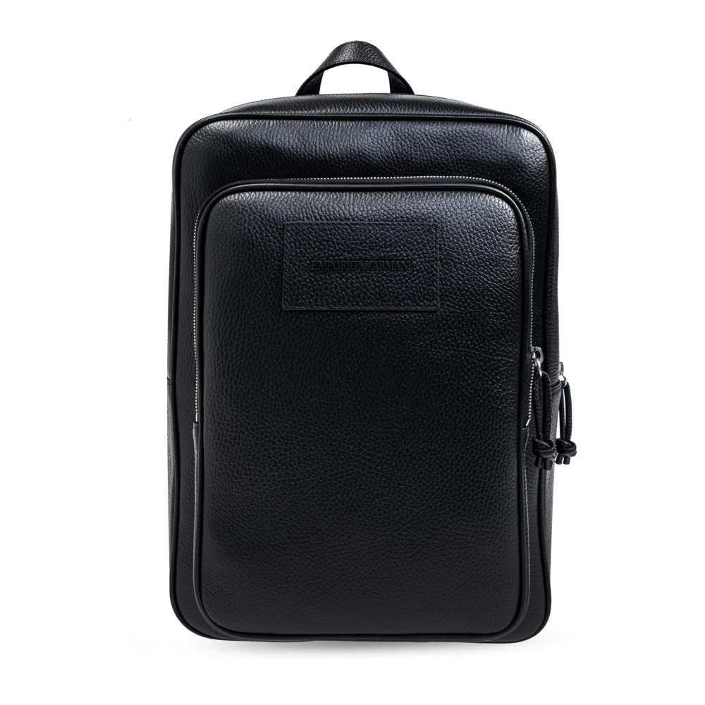 Emporio Armani Leren rugzak Black Heren