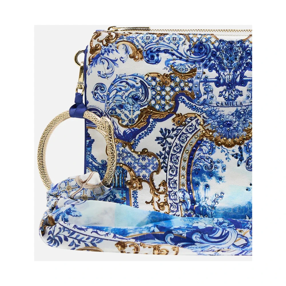 Camilla Blauw en Geel Ring Sjaal Clutch Blue Dames