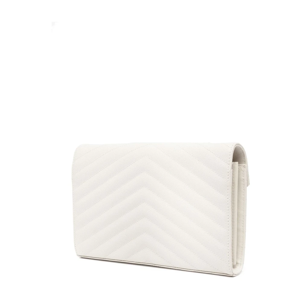 Saint Laurent Witte leren schoudertas met metalen initialen White Dames
