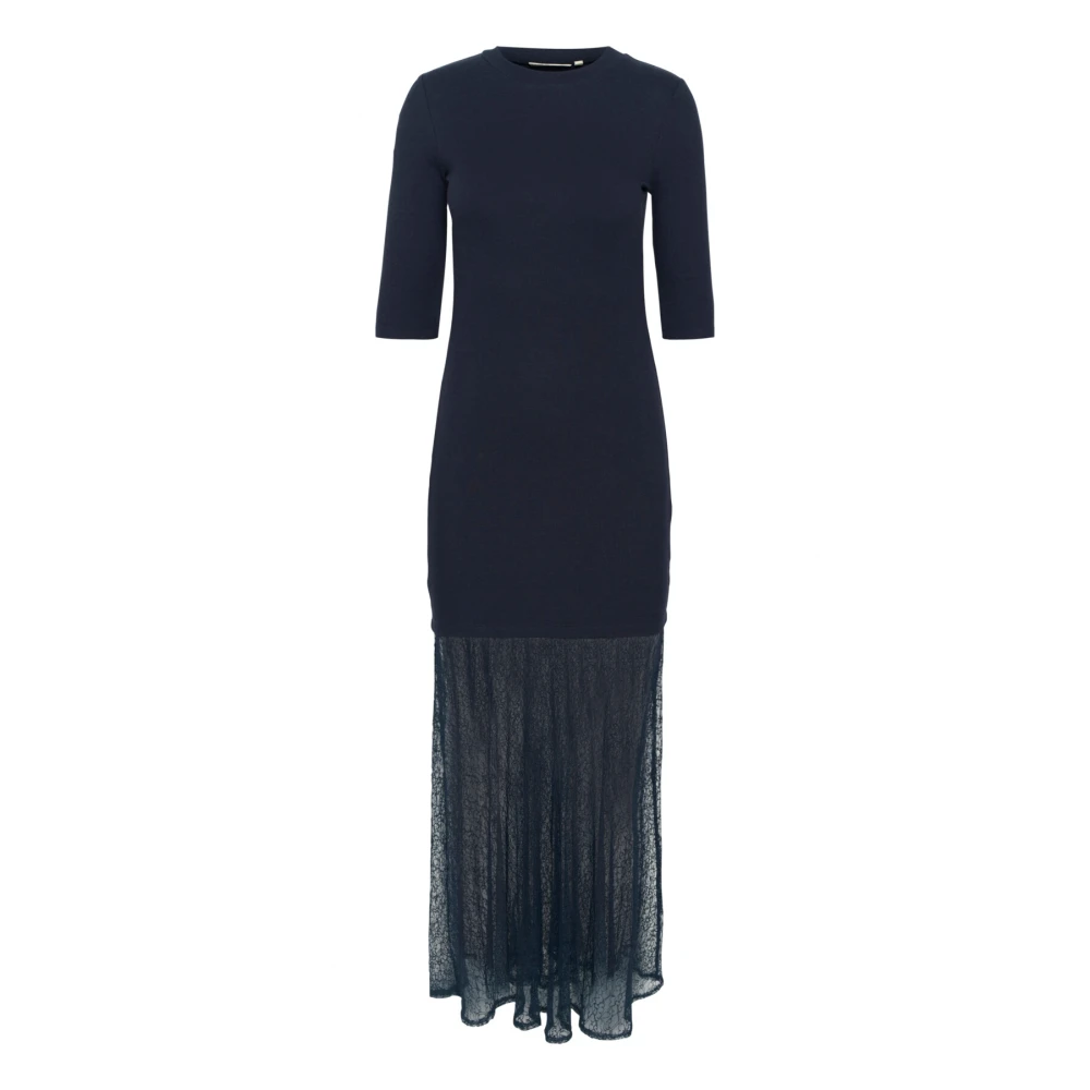 Inwear Women's Blue Midi Dresses,, Marine Lace Trim Dress 2XL