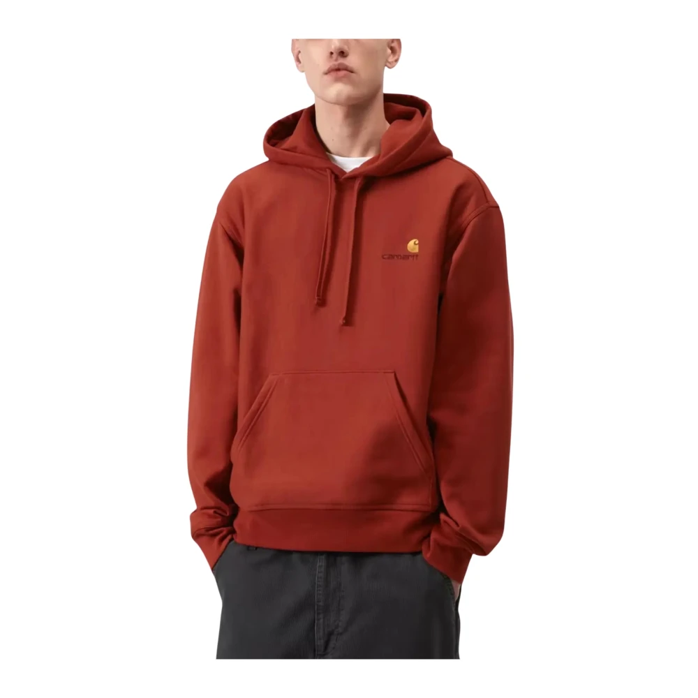 Carhartt Wip Men's Red Hoodies, S, Hooded American Script Sweatshirt