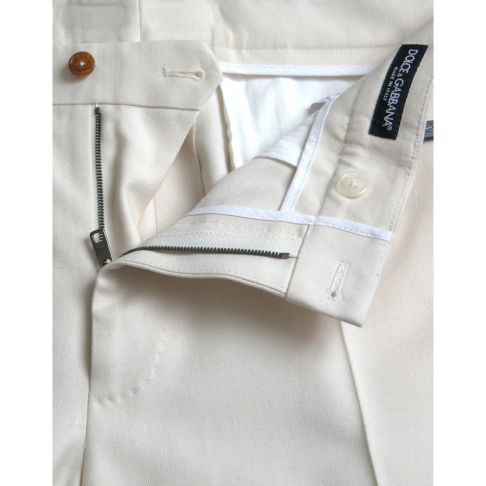 Dolce & Gabbana Off White Wol Wijde Pijp Broek White Heren