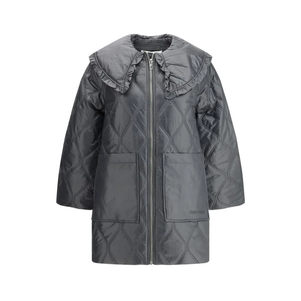 Ganni Gewatteerd Oversized Jack met Zakken Black Dames