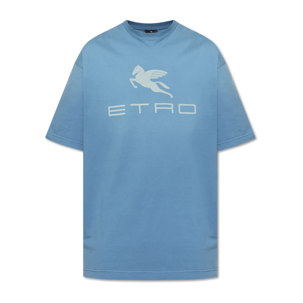 ETRO T-shirt met bedrukt logo Blue Heren