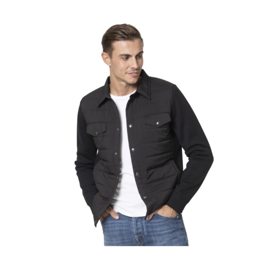 Gran Sasso Uomo Nero Camicia Giacca Bimateriale Nera