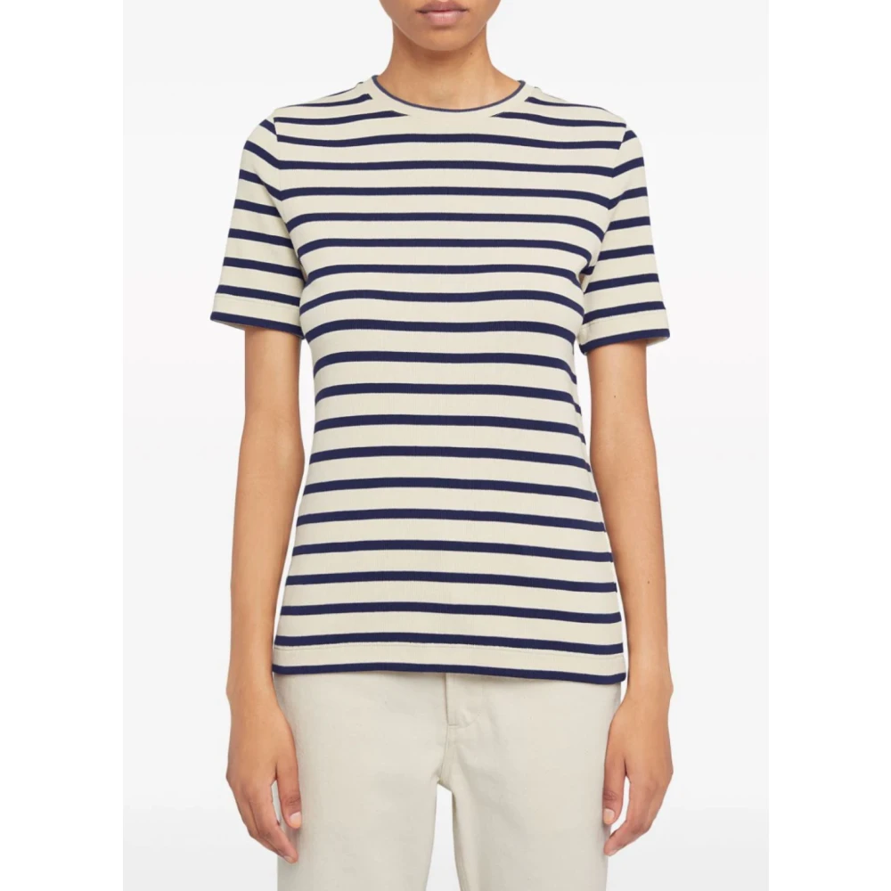Jil Sander Gestreept T-shirt Room Wit Marine Multicolor Dames