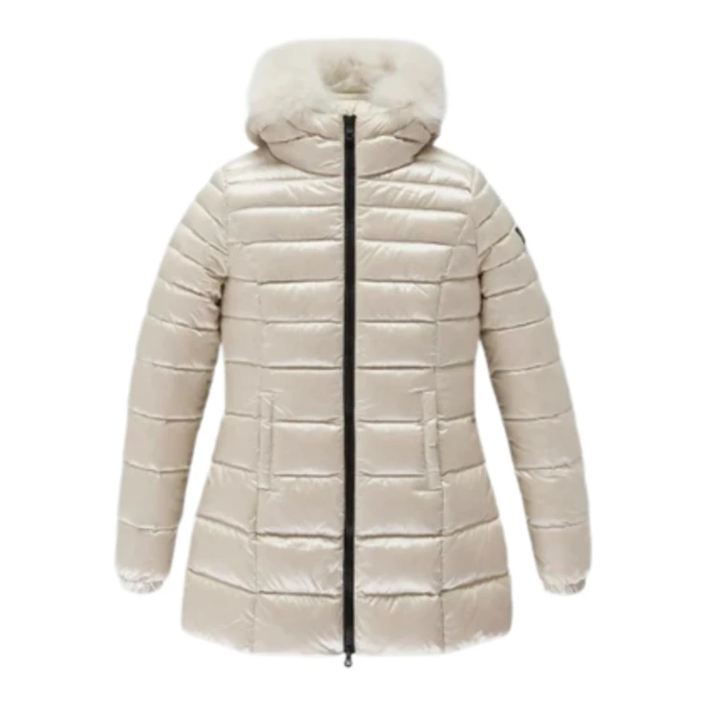 RefrigiWear Lange Bontjas met Logomouw Beige Dames
