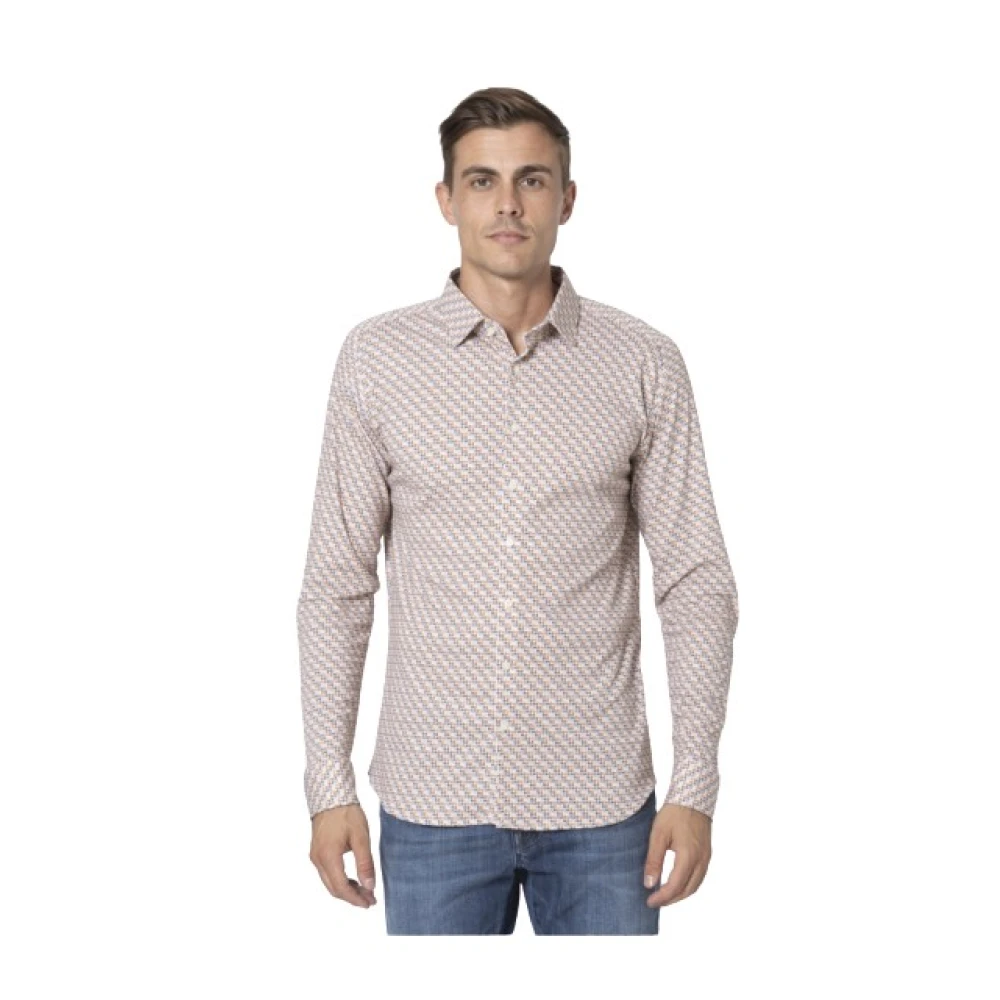 Desoto Hombre Blanca Camisa Con Estampado De Hojas