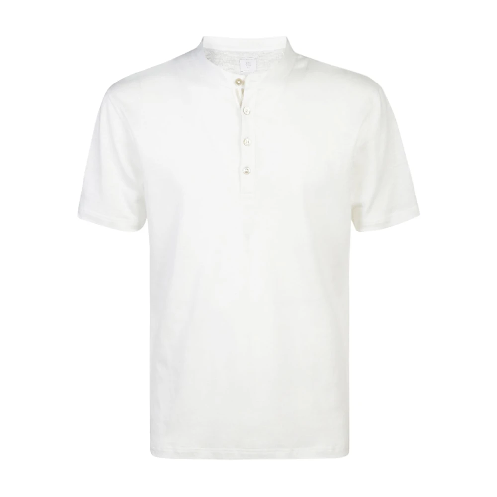 Eleventy Flame Effect Linen Cotton T-Shirt White Heren