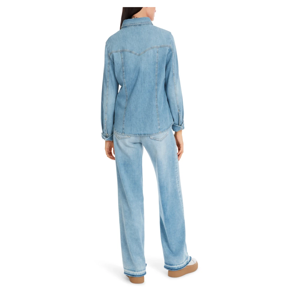 Marc Cain Gebruikte Denim Blouse Blue Dames