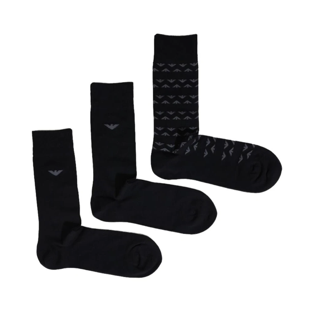 Emporio Armani Adelaar Logo Sokken 3Pack Black Heren