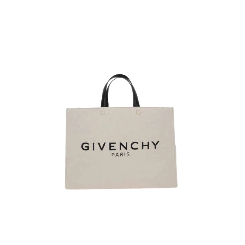 Givenchy Beige Canvas Tote Bag med Logotryck Beige, Dam