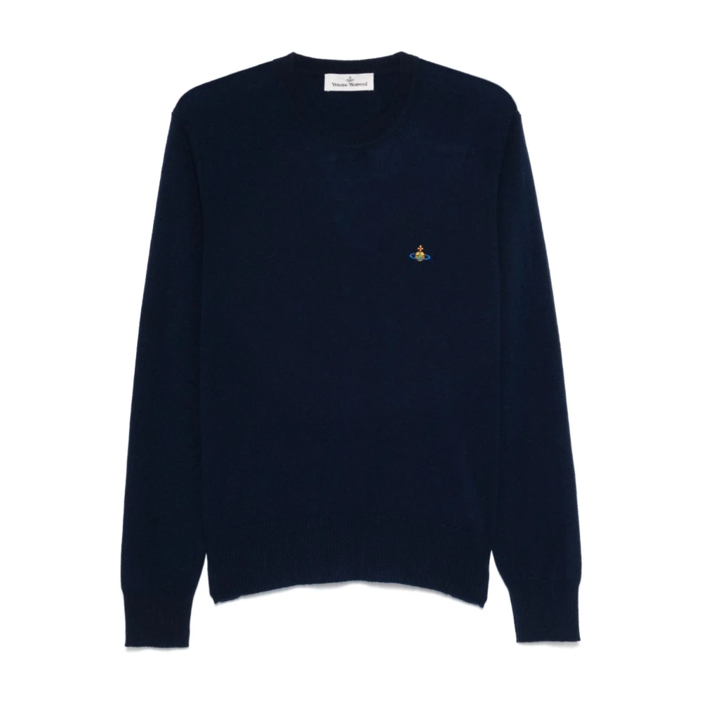 Vivienne Westwood Blauw Handtekening Orb Logo Crew Neck Blue Heren