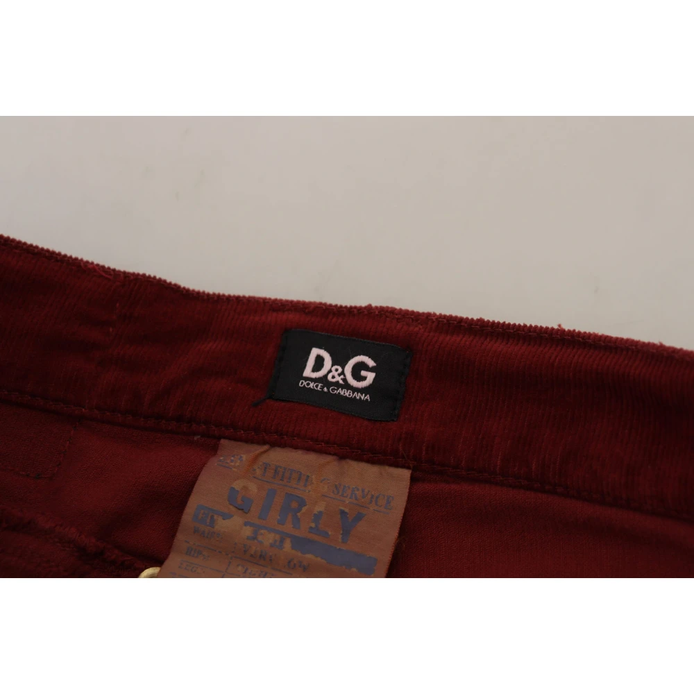 Dolce & Gabbana Maroon Corduroy Slim Fit Casual Broek Brown Dames