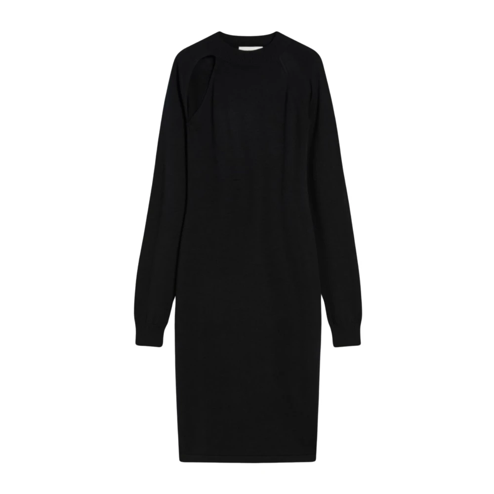 Sportmax Elegant Ull Silke Klänning med Cut-Out Detalj Black, Dam