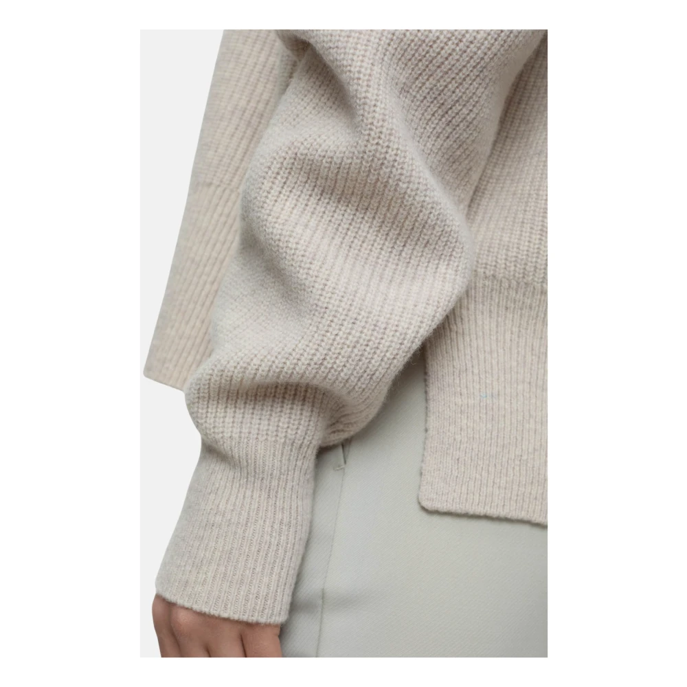 closed Merinowol Ribgebreide Ronde hals Trui Beige Dames