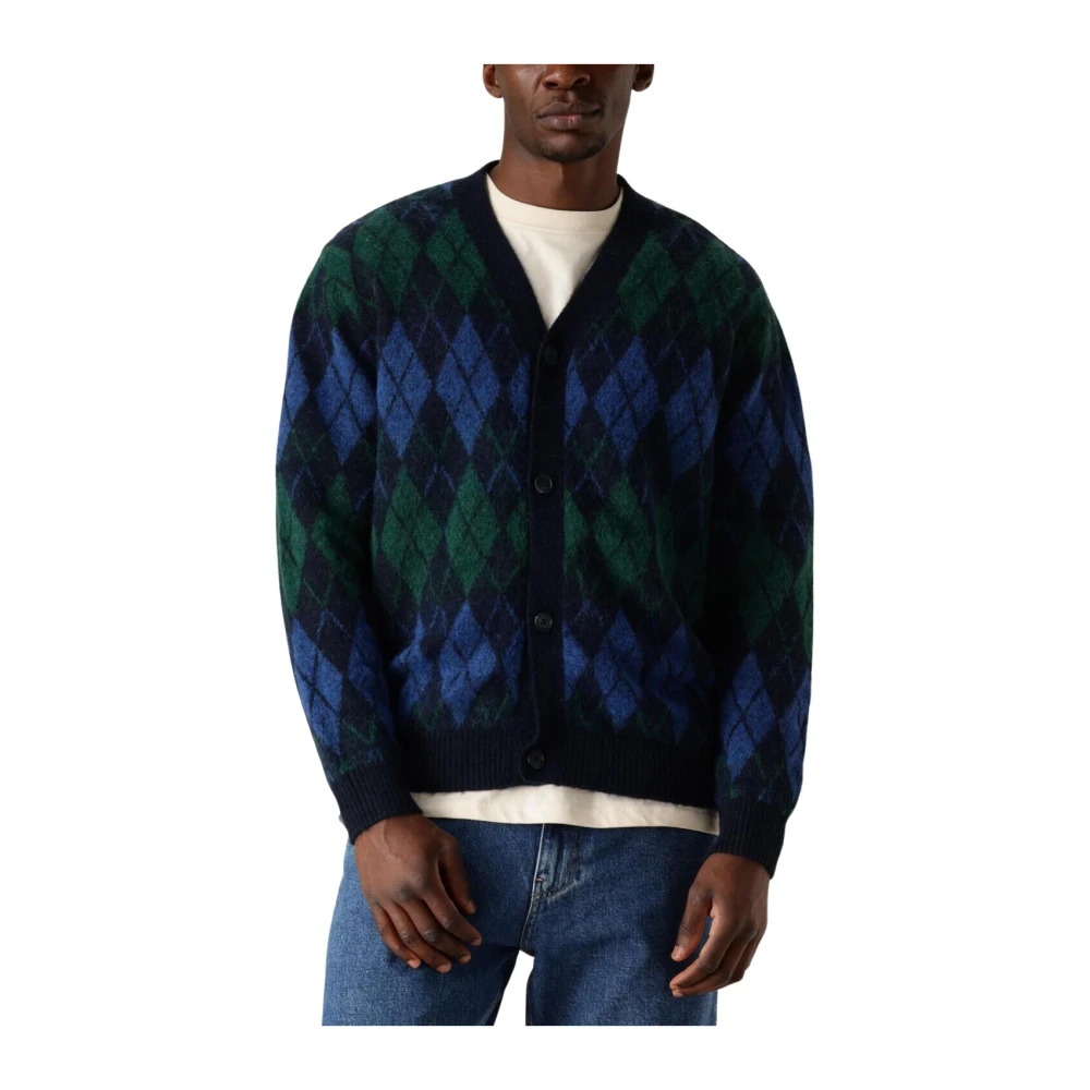 Selected Homme Relaxed Argyle Cardigan voor Heren Blue Heren