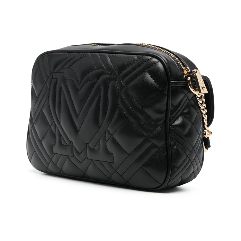 Love Moschino Gewatteerde Logo Schoudertas in Zwart Black Dames
