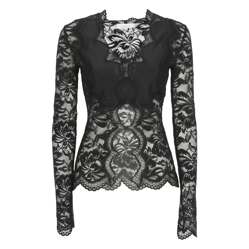 Rabanne Women's Black Lace Long-Sleeve Blouse - Blouses - Xs - Blouses & Shirts
