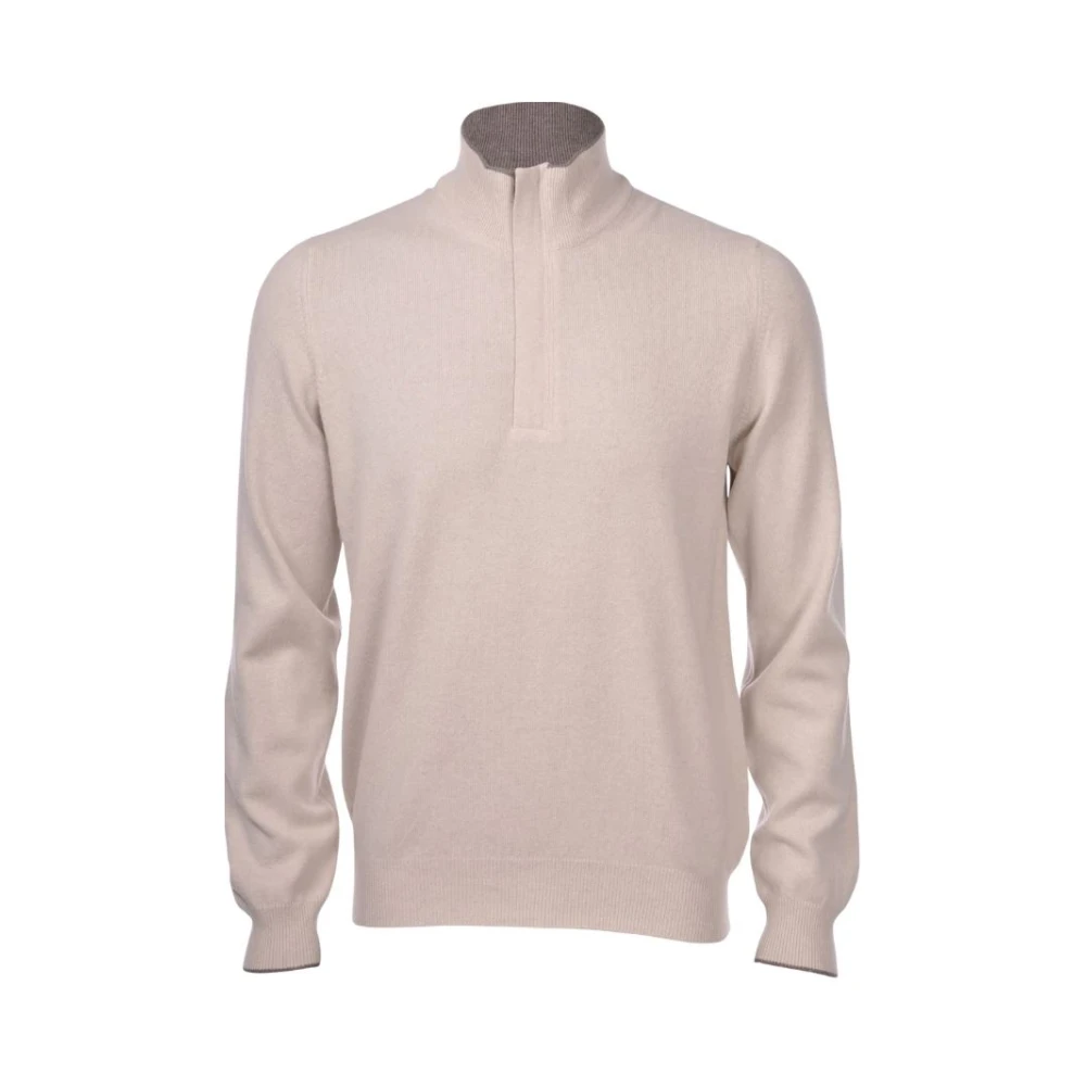 Gran Sasso Wolvenritsweater Kasjmiermix Alcantara Beige Heren