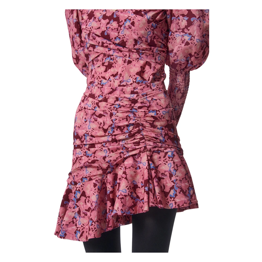 Bizuu Bloemornamentale rok met asymmetrische juk Pink Dames