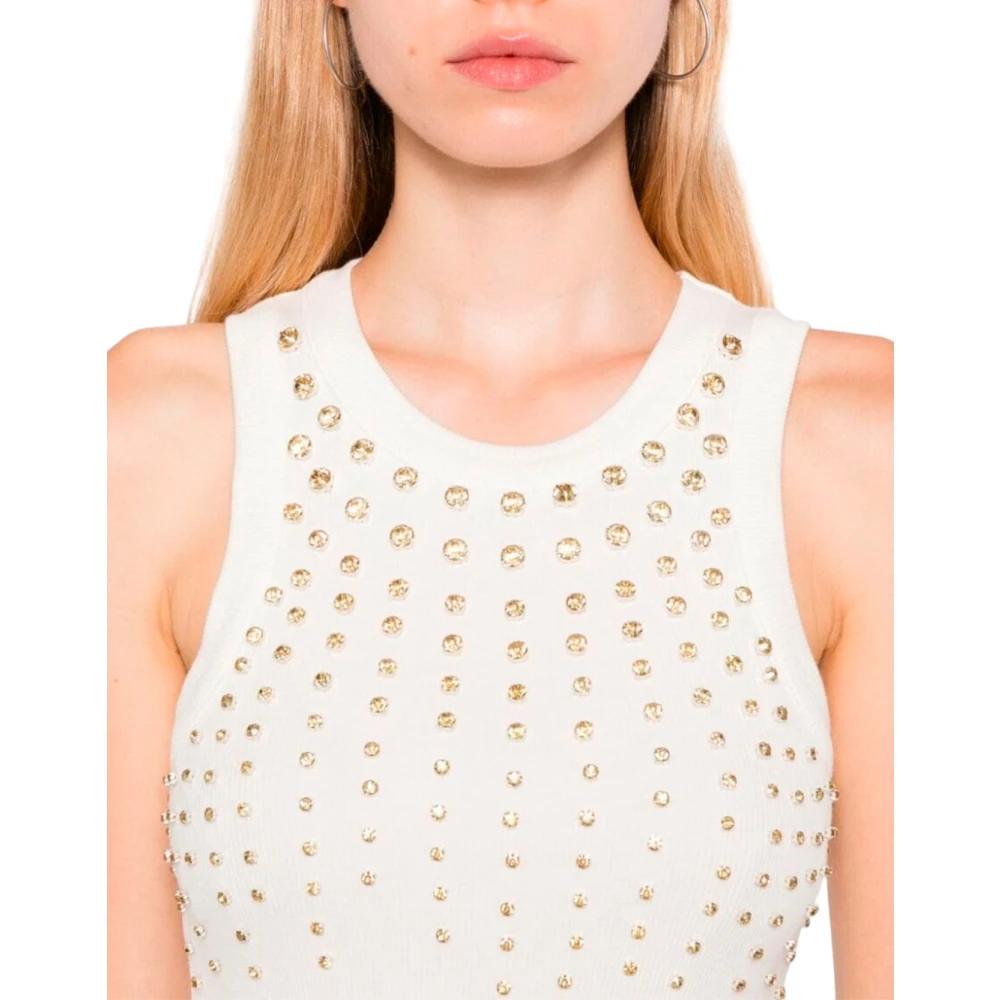 DES Phemmes Witte Mouwloze Top met Strass White Dames