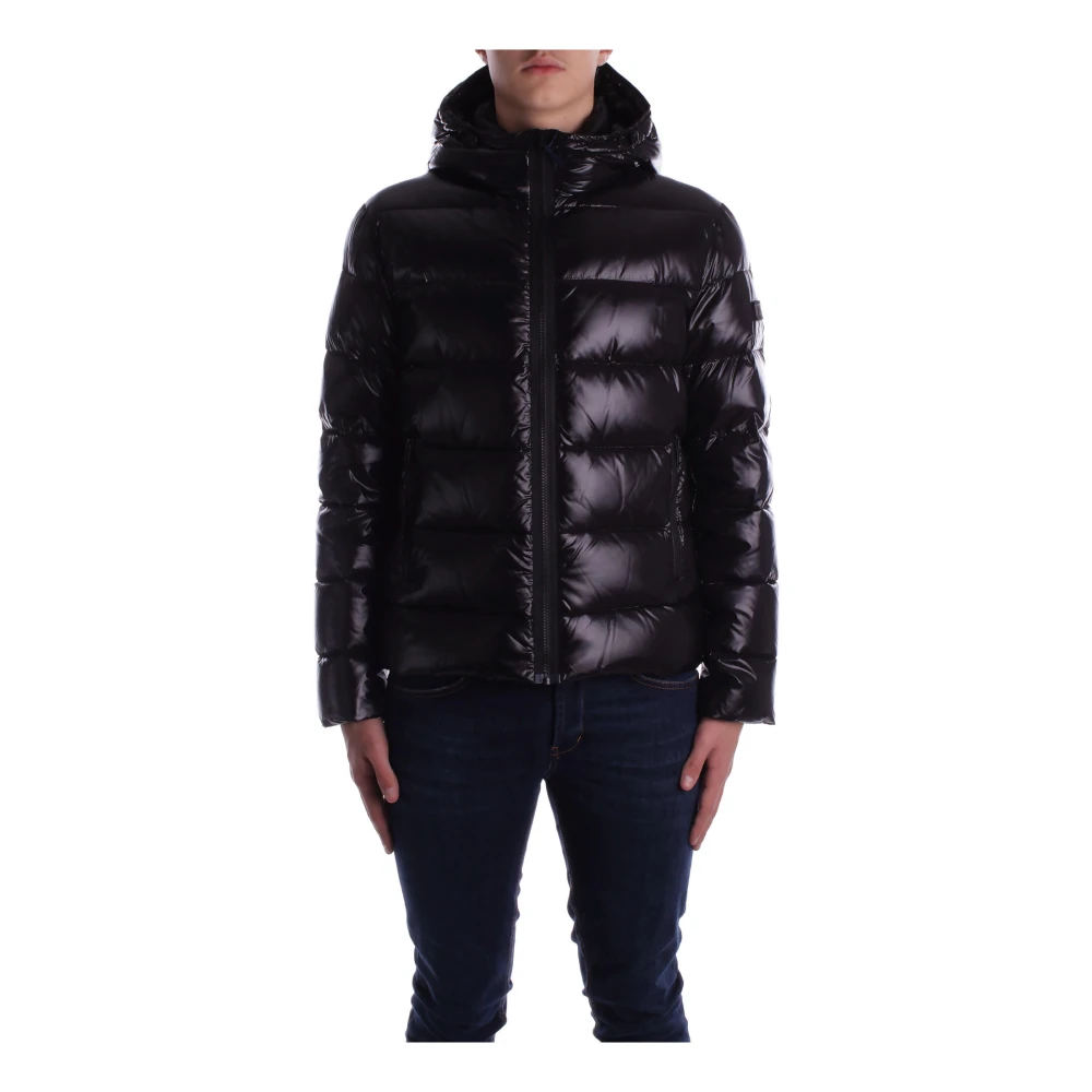 Fay Zwarte Hoodie met Dubbele Rits Black Heren