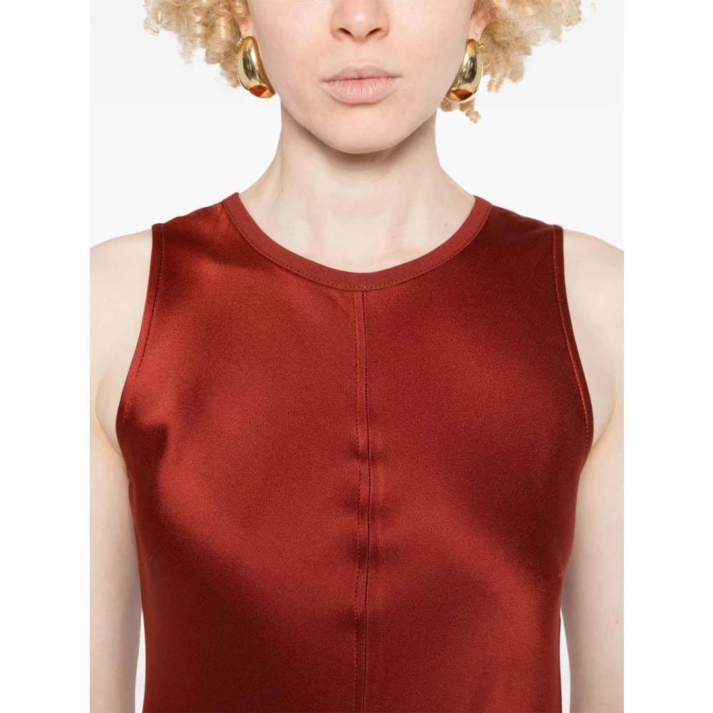 Forte Rode Mouwloze Jurk Met Ronde Hals Red Dames