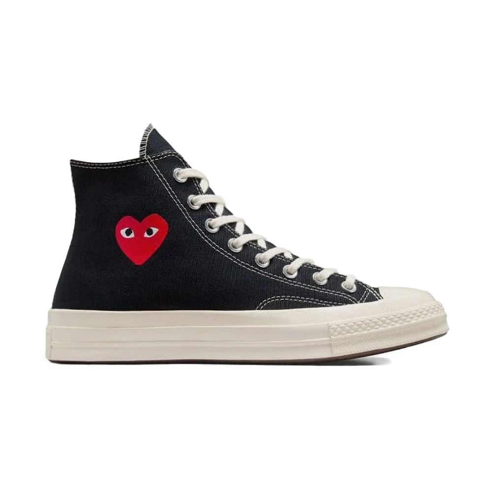 Comme Des Garçons Play Men's Black Sneakers, 5 1/2 Uk, Cotton Heart Print Trainers