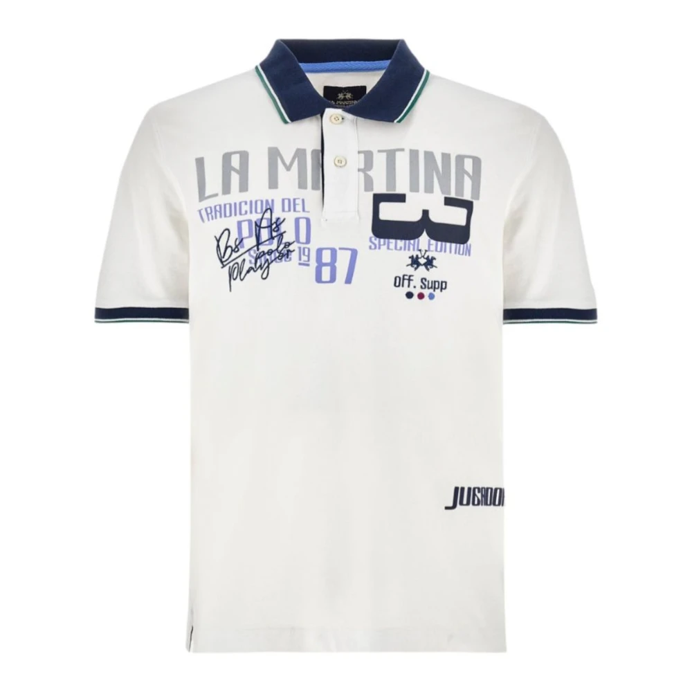 La Martina Men's White Classic Polo Shirt In 2XL