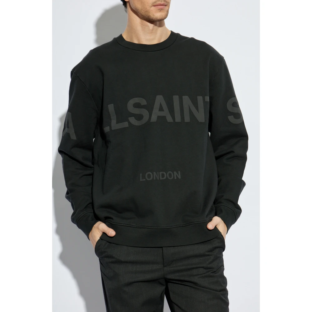 AllSaints Sweatshirt met Biggy logo Black Heren