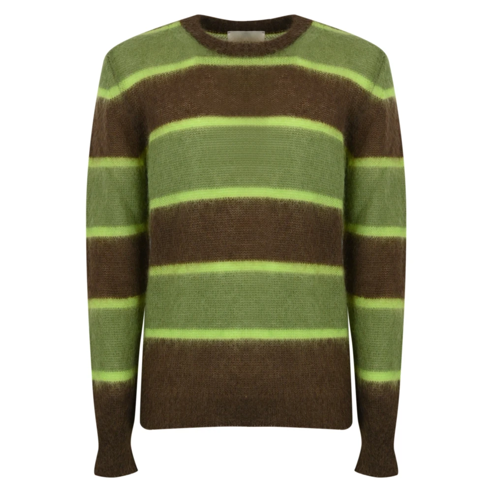 Amaránto Gestreepte Mohair Trui Bruin Multicolor Heren