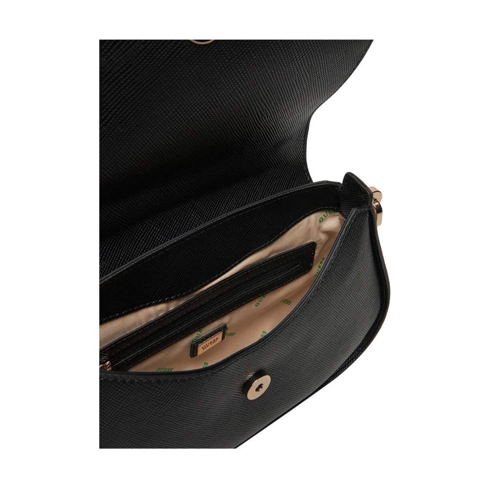 Guess Elegante Zwarte Handtas met Gouden Details Black Dames