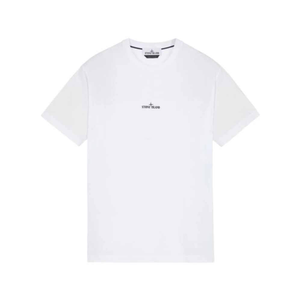 Stone Island Witte Katoenen Jersey T-shirt met Korte Mouwen Stamp Two Achterprint White Heren
