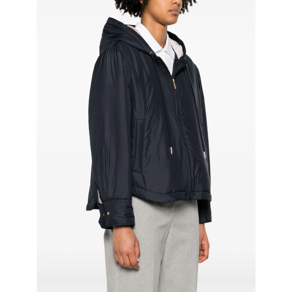 Thom Browne Blauwe Waterdichte Hoodie Blue Dames