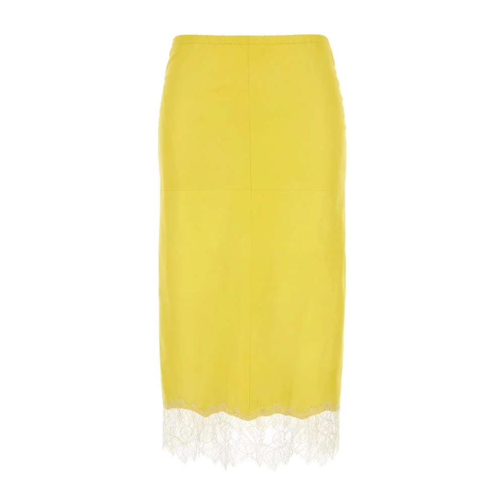 Blumarine Leren rok met kant Yellow Dames