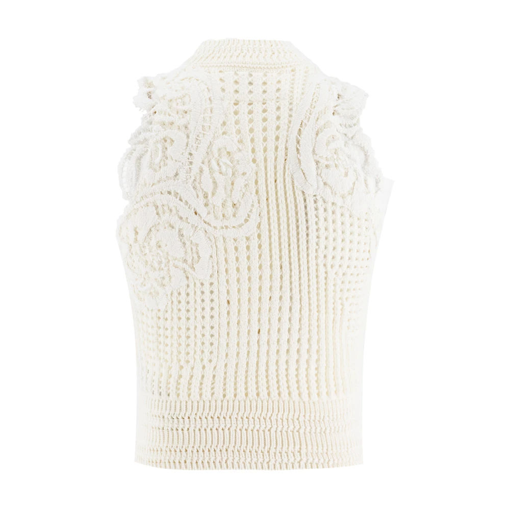 Ermanno Scervino Elegante Bloemen Gebreide Top White Dames