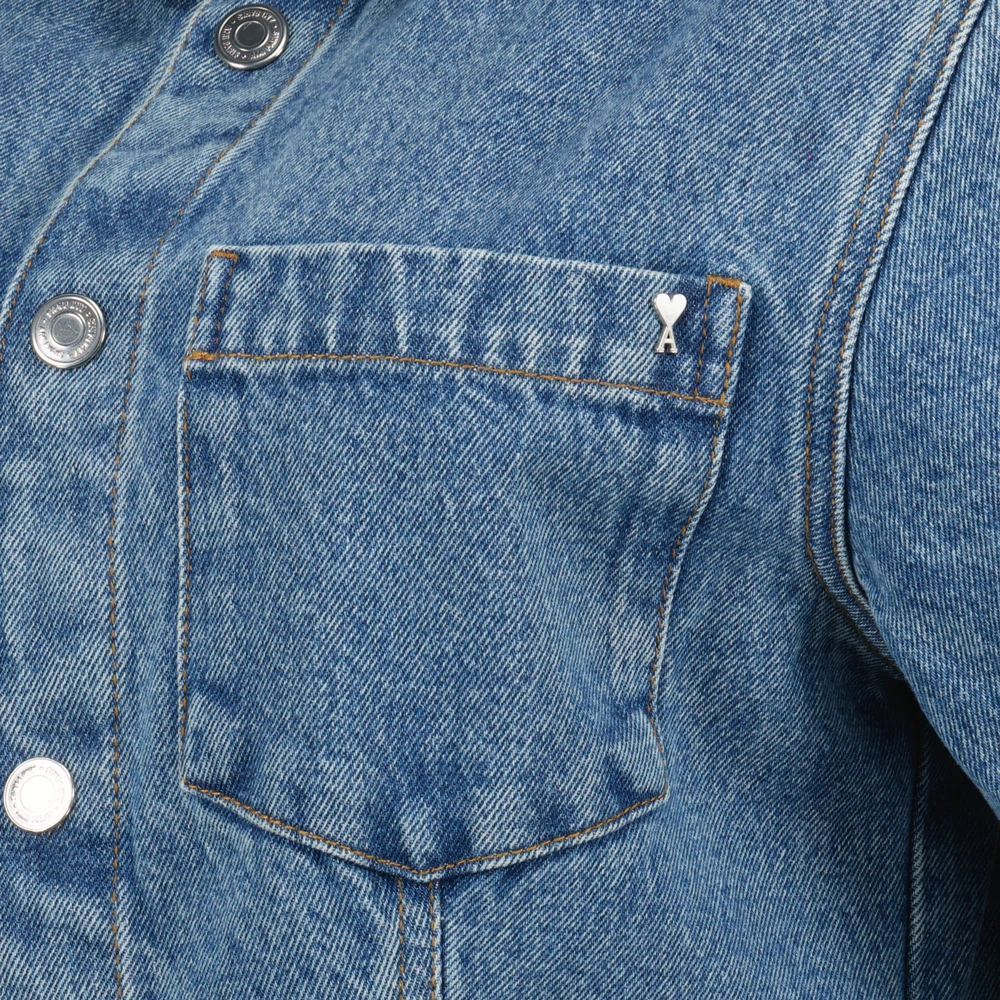 Ami Paris Denim Overhemdjurk Lente-Zomer 2025 Blue Dames