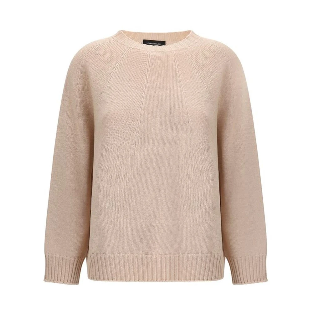 Fabiana Filippi Geribbelde Katoenen Trui Monochroom Patroon Pink Dames