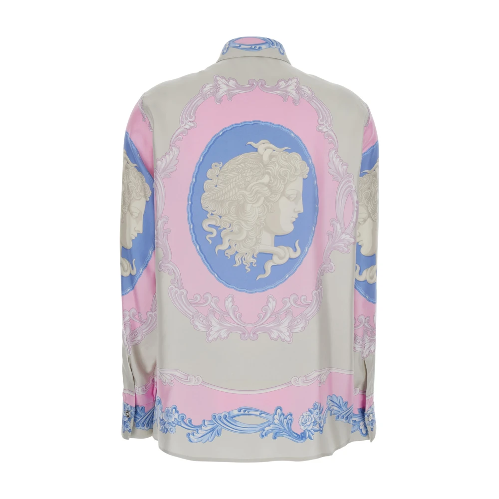 Versace Roze Zijden Shirt met Grafische Print Multicolor Dames