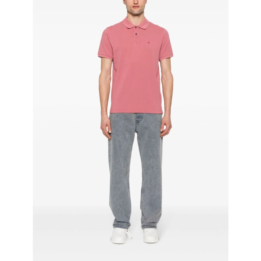 C.P. Company Logo Geborduurde Polo Pink Heren