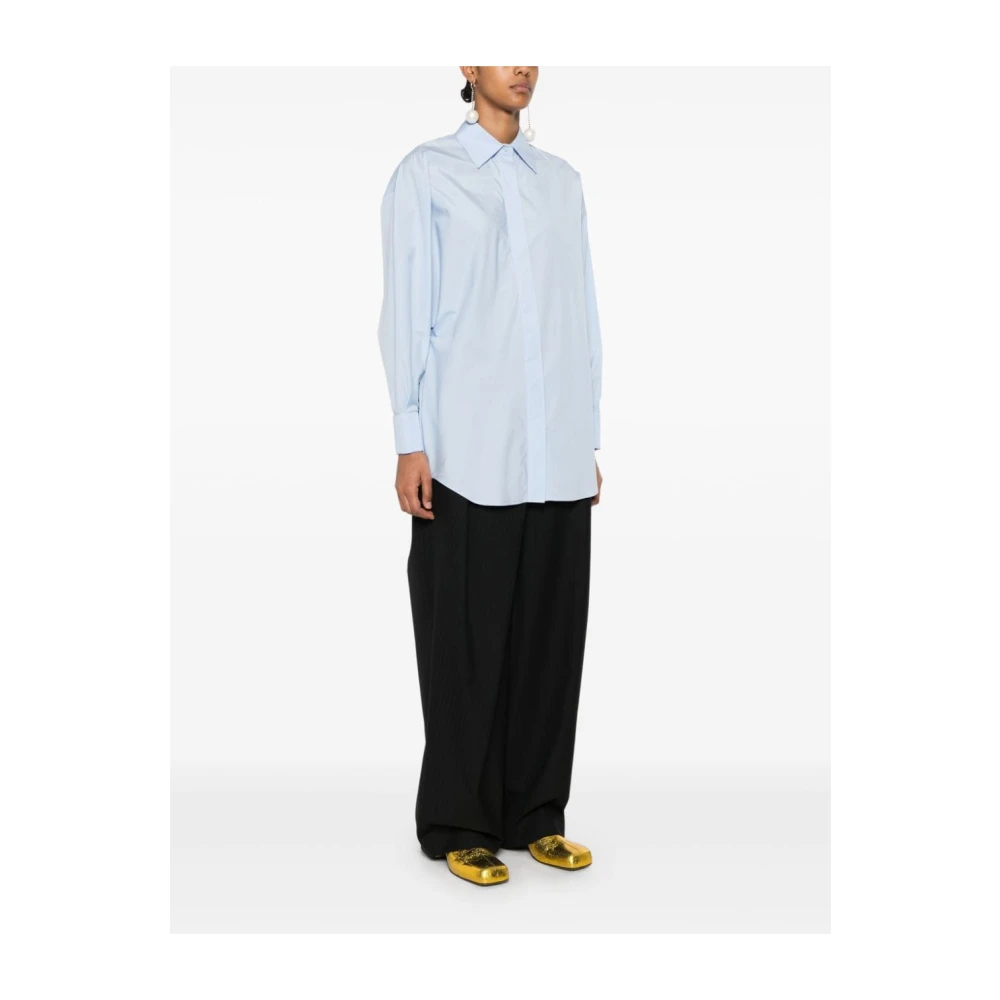 Loewe Blauwe Katoenen Popeline Overhemd Blue Dames