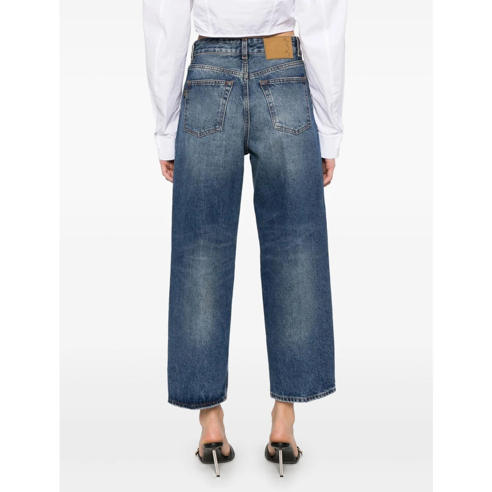 Haikure Wijde Pijp Knoopsluiting Jeans Blue Dames