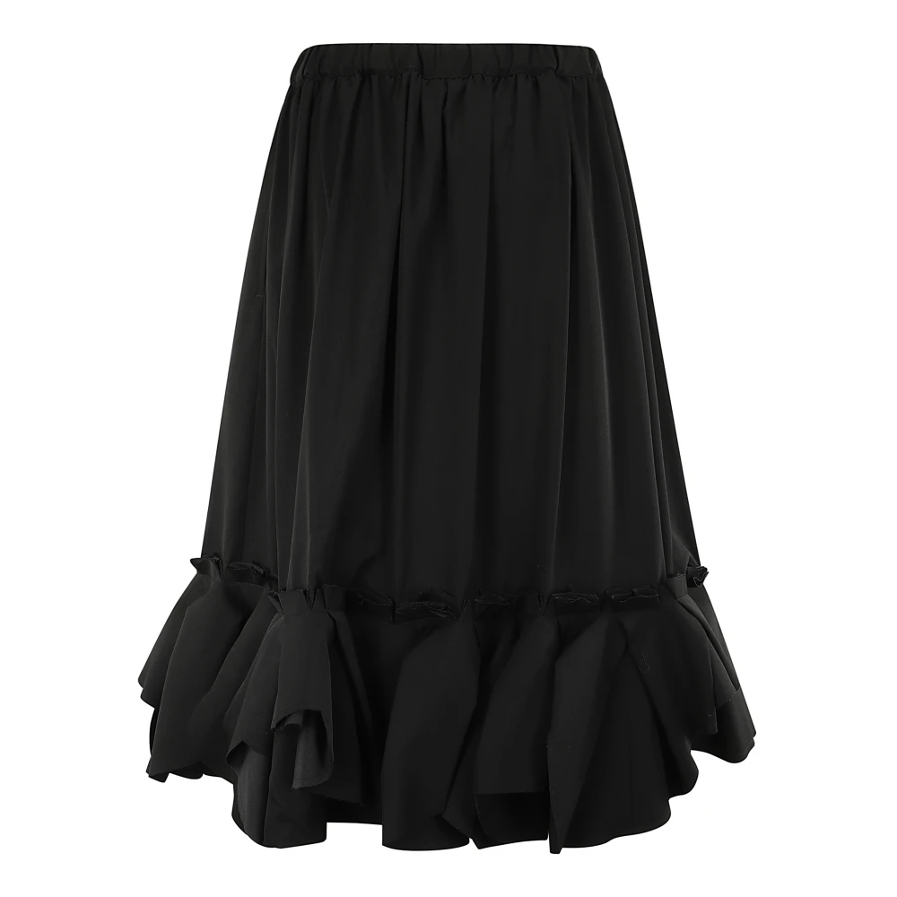 Comme des Garçons Zwarte Midi Rok met Dubbele Zoom Black Dames